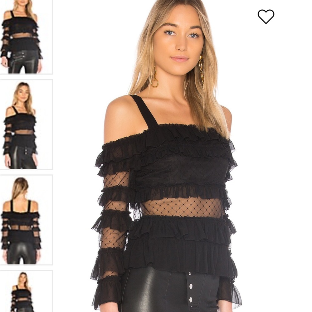 Alexis Karissa black Ruffle mesh Top